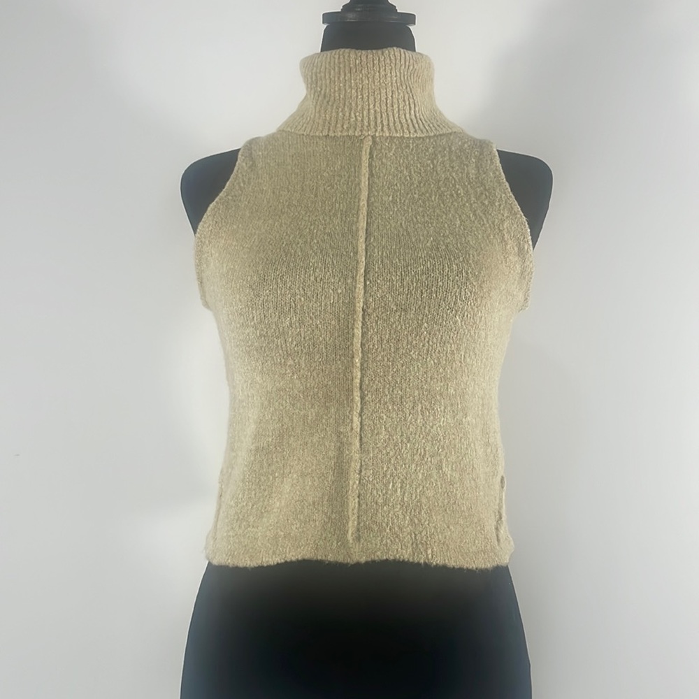 Windsor, Tan, Sleeveless,Turtleneck, Sweater, Size Large